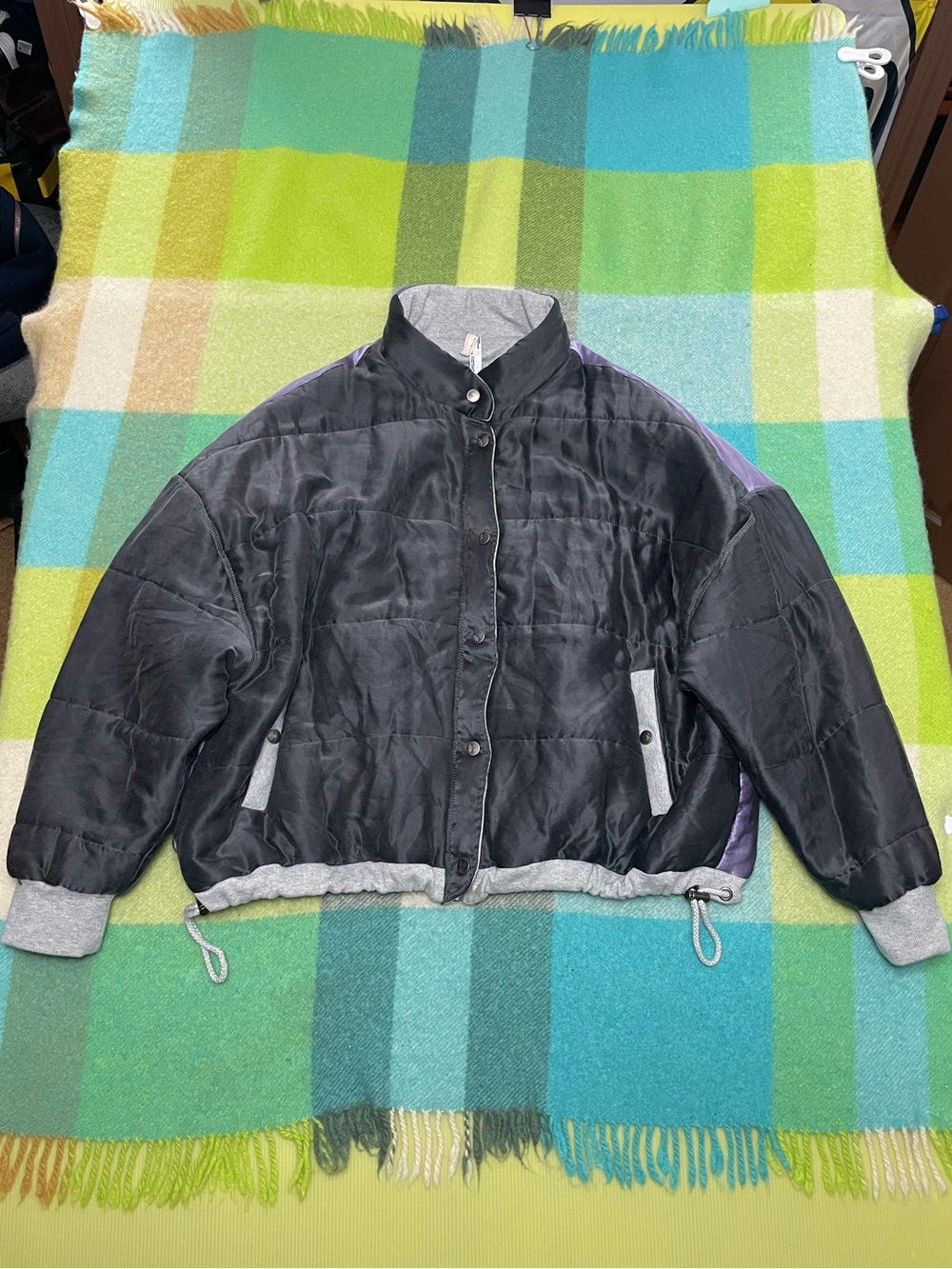 Free People FP Movement Movement Zamo Silk Varsity Bomber Jacket